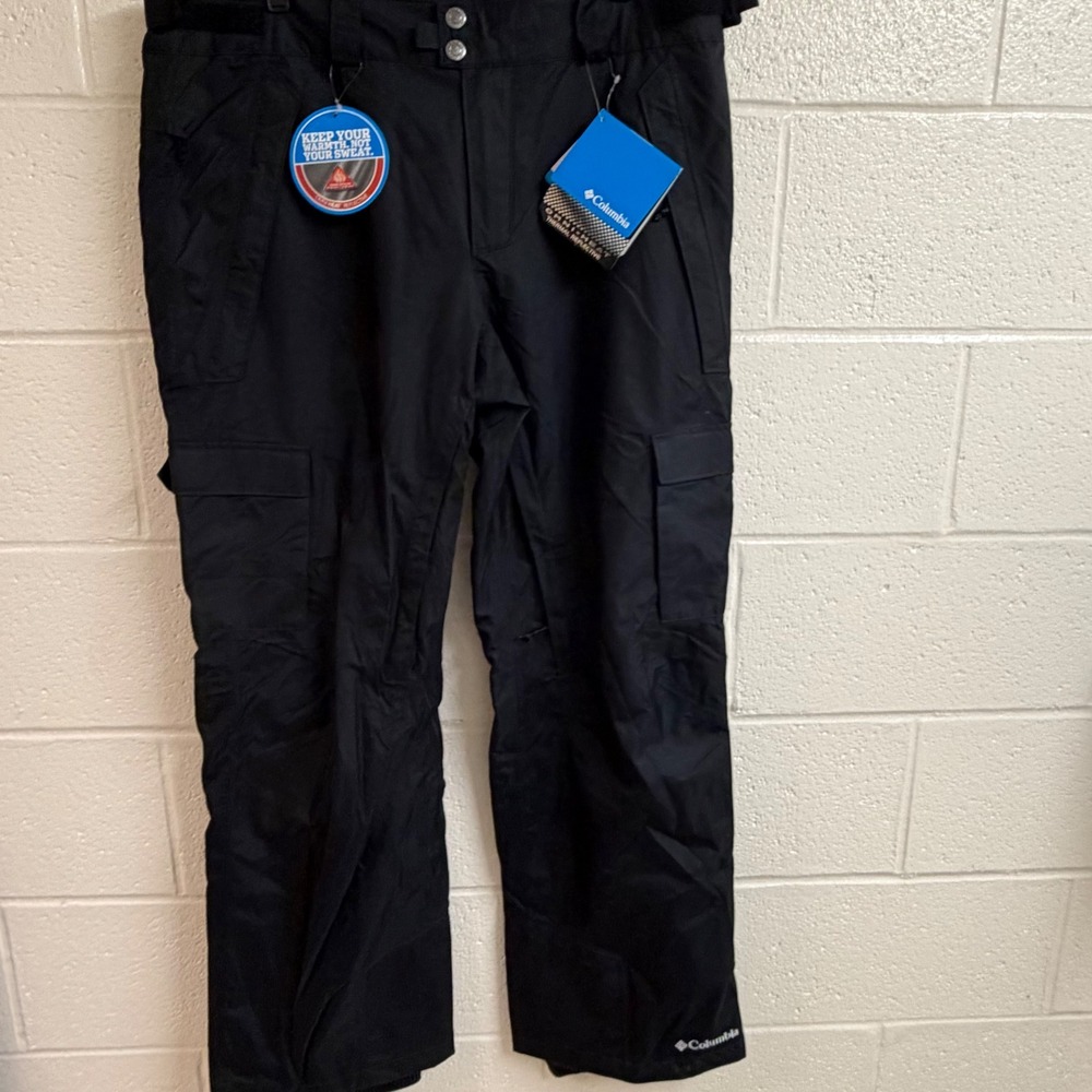 Columbia Mens Omni-Heat Snow Pants XL Black Waterproof Insulated Ski Cargo New